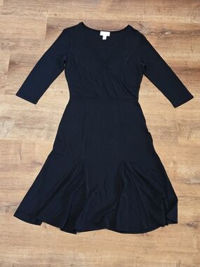 Ann Taylor LOFT Black Long-Sleeve Fit & Flare Dress Size 6